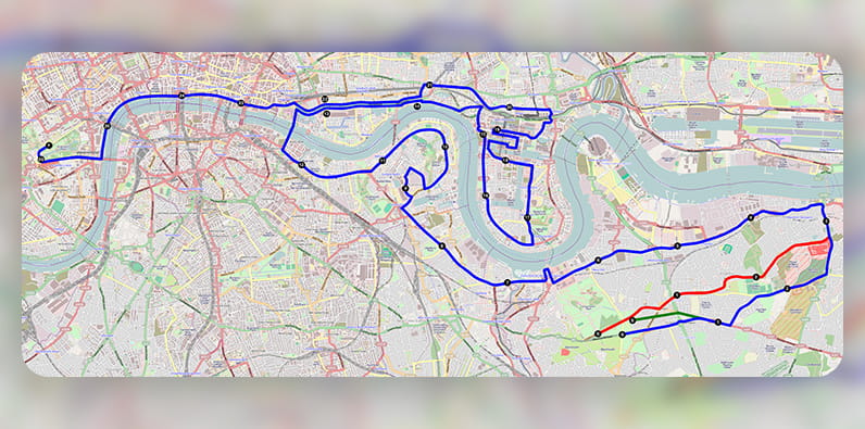 Carte du parcours du marathon de Londres