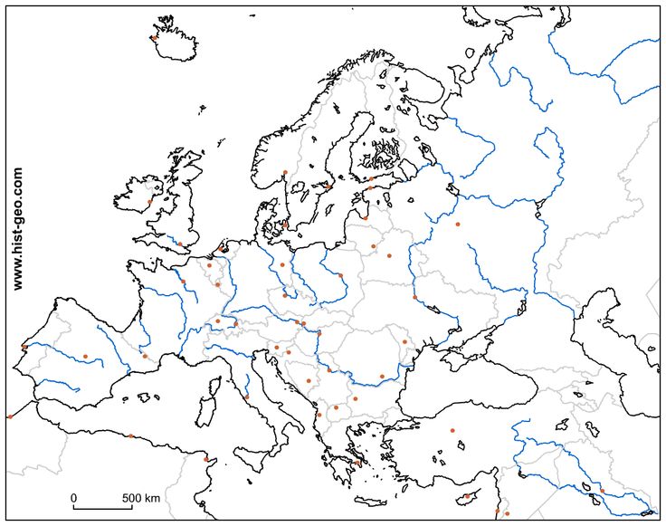 Карта европы с реками белая