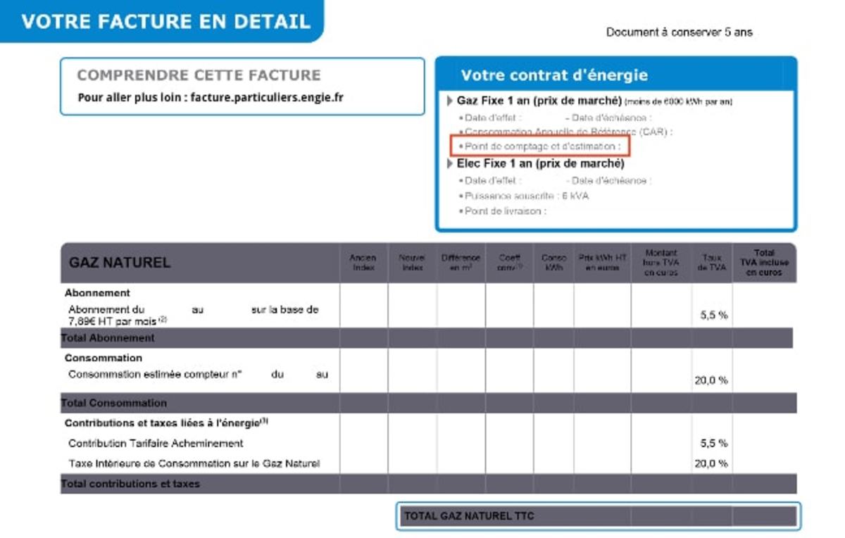 Où se trouve le PCE sur facture engie ?