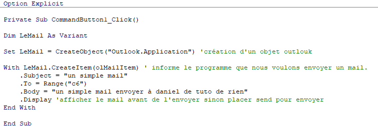 Comment envoyer un mail avec ladresse du destinataire ?