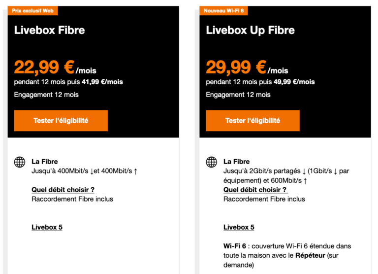 Quelle offre fibre choisir chez Orange ?