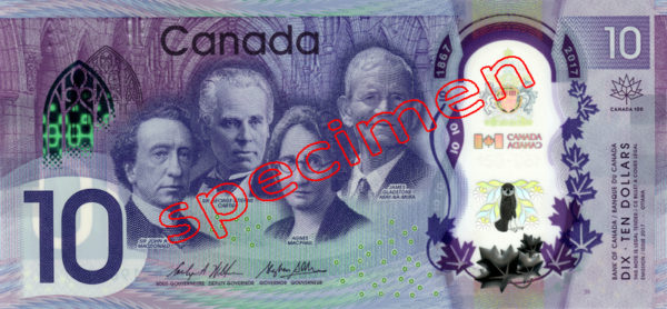 Qui est sur le nouveau billet de 10 dollars canadien ?